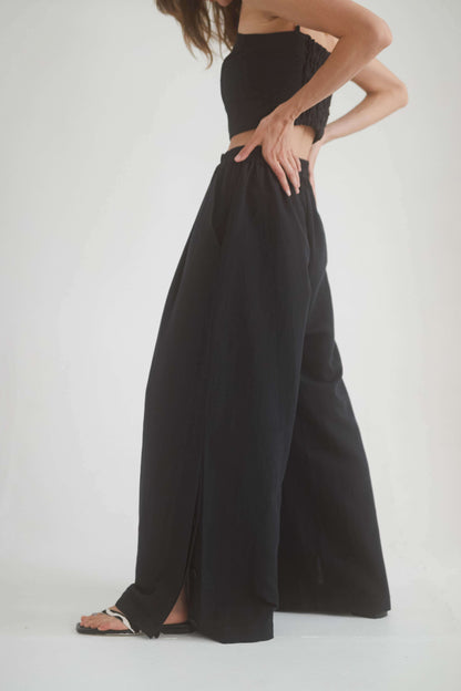 BLACK WIDE TROUSERS | COSSAC