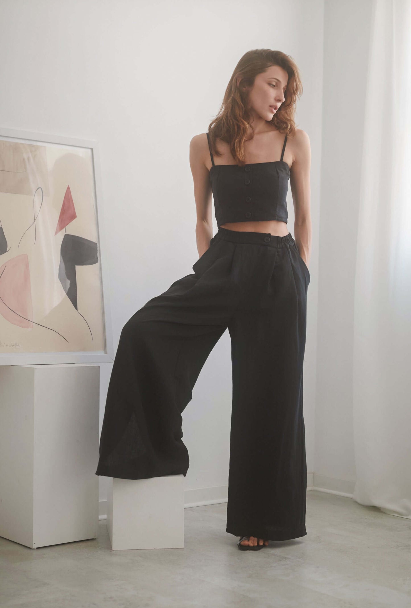 BLACK WIDE TROUSERS | COSSAC