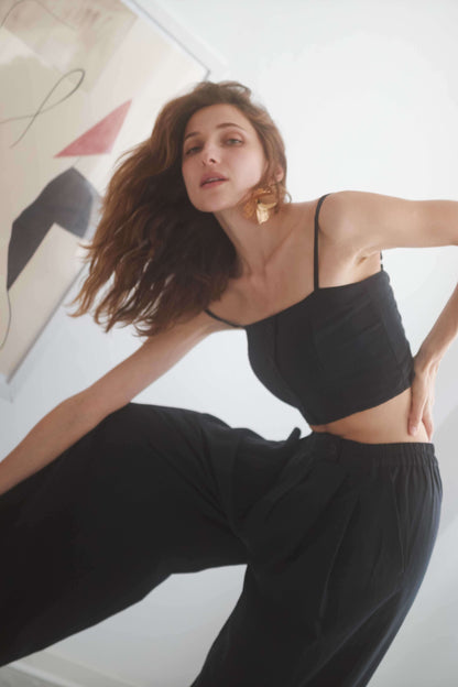 BLACK WIDE TROUSERS | COSSAC