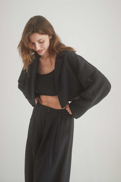 BLACK CROP JACKET | COSSAC