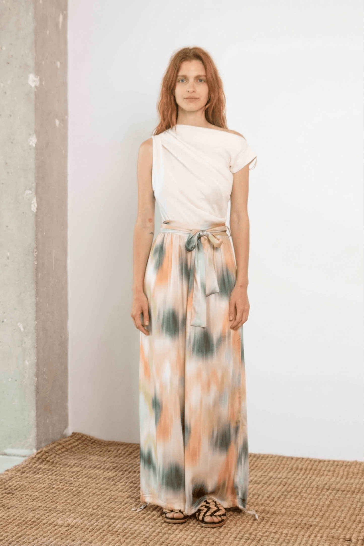 Banana Pineapple Drape Neckline Bodysuit in Ecru