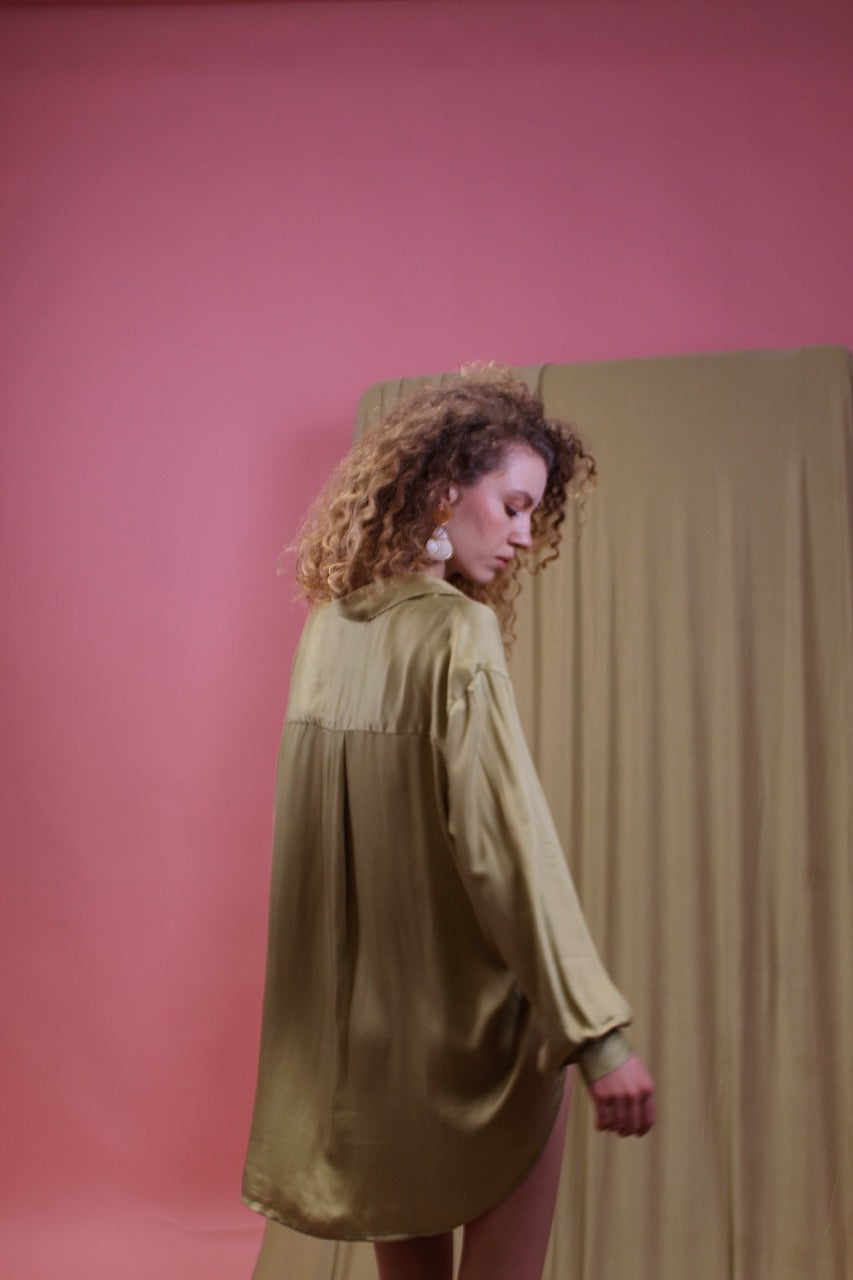 Printed Ecovero Olive Shirt - ARCHIVE SALE