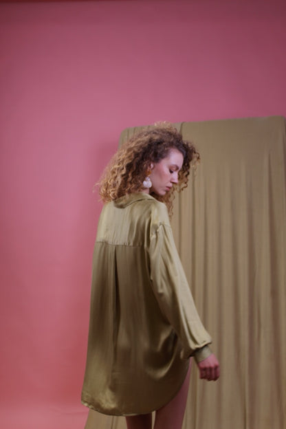 Printed Ecovero Olive Shirt - ARCHIVE SALE