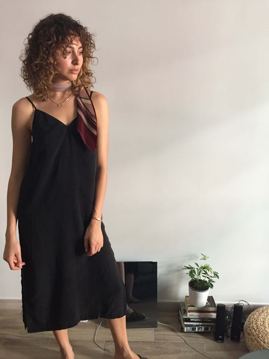 BLACK CUPRO MIDI DRESS - ARCHIVE SALE | COSSAC