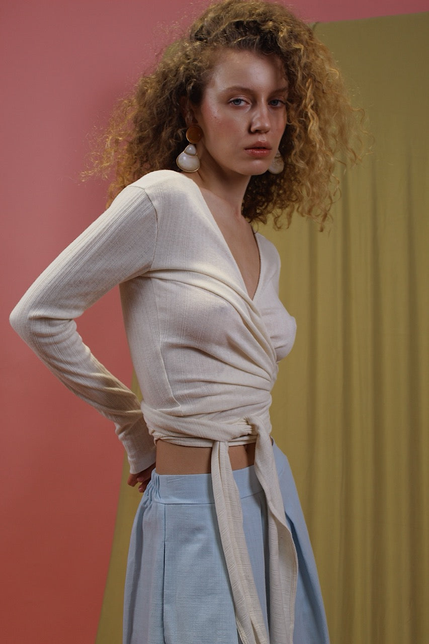 Banana Pineapple Multiway Wrap Top in Ecru - ARCHIVE SALE