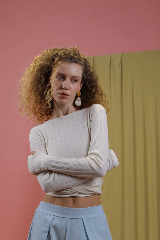 Banana Pineapple Multiway Wrap Top in Ecru - ARCHIVE SALE