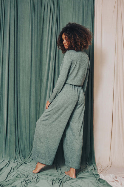 SAGE GREEN KNIT TROUSERS | COSSAC