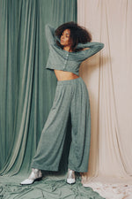 Load image into Gallery viewer, SAGE GREEN KNIT TROUSERS | COSSAC
