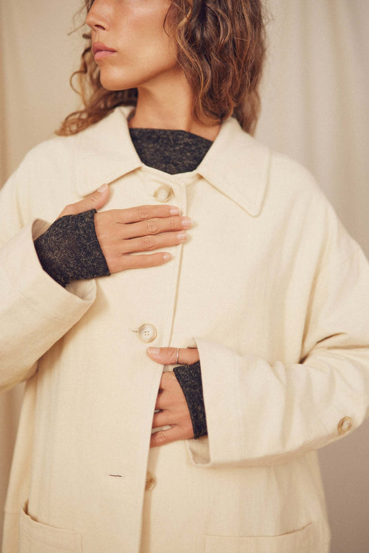 Oat Wide Organic Cotton Coat | COSSAC