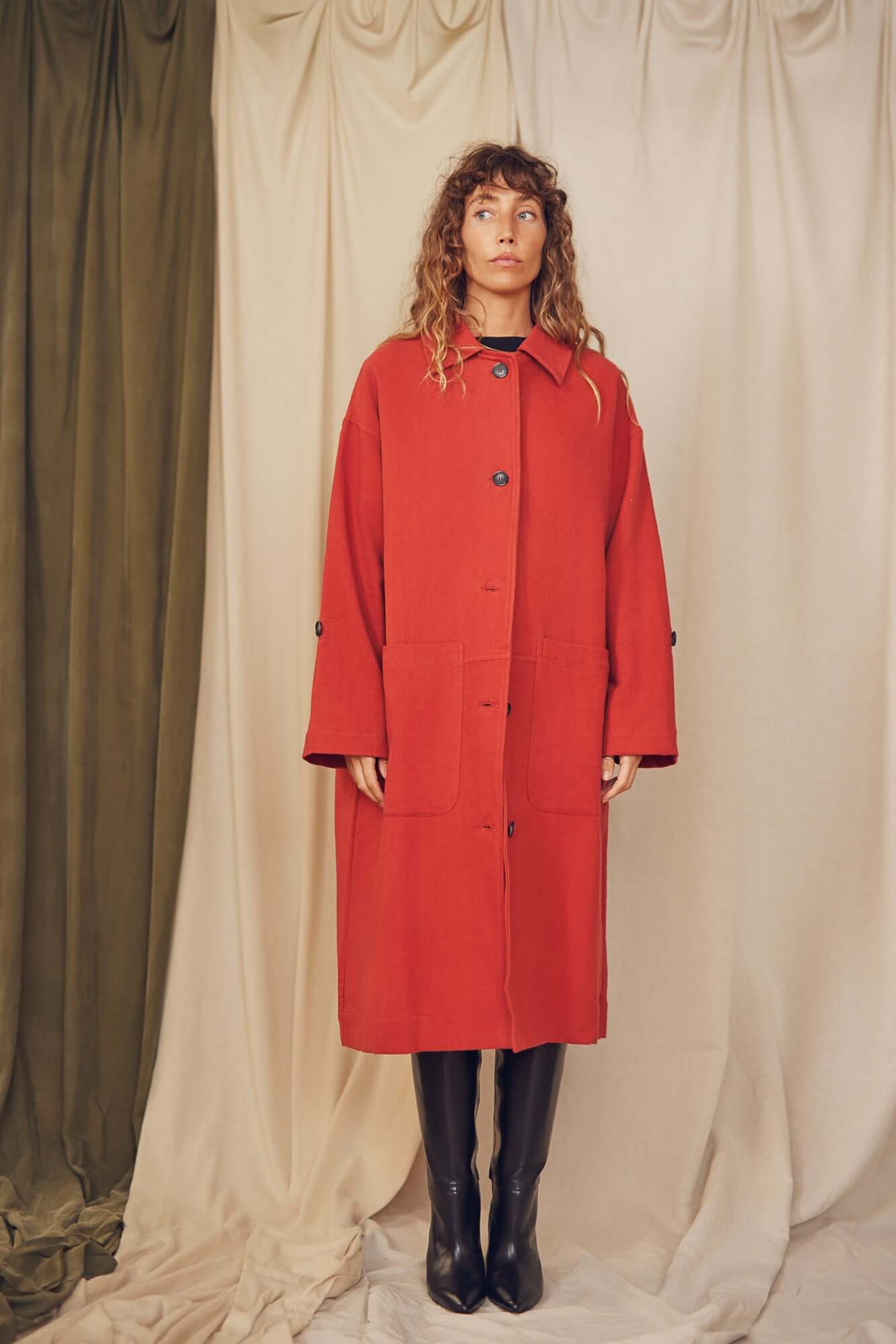 Oat Wide Organic Cotton Coat | COSSAC