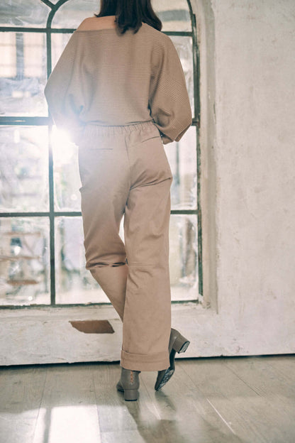 TAUPE DENIM TROUSERS