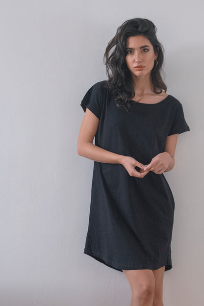 Black Organic Cotton Tunic Dress - ARCHIVE SALE