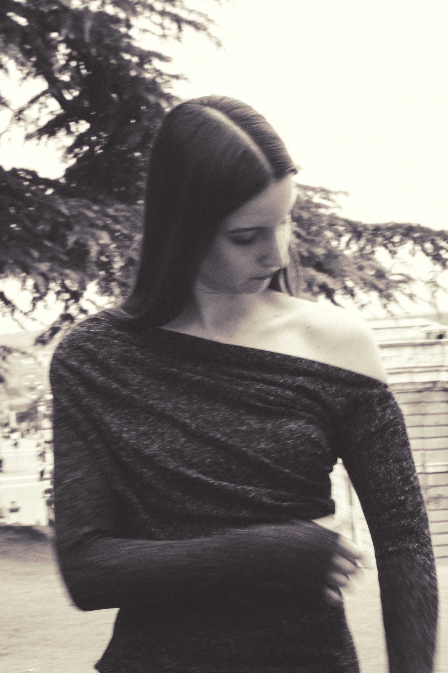 Black Recycled Jersey Drape Top