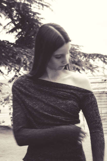 Black Recycled Jersey Drape Top