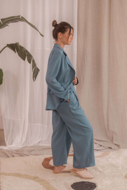BLUE WIDE TROUSERS
