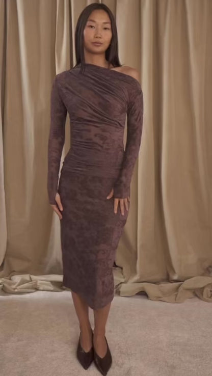 Cocoa Devoré Drape Top