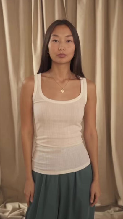 Ecru Lyocell Ribbed Tank Top