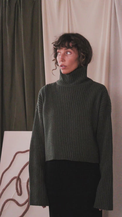 Khaki Heavy Knitted Wool Sweater