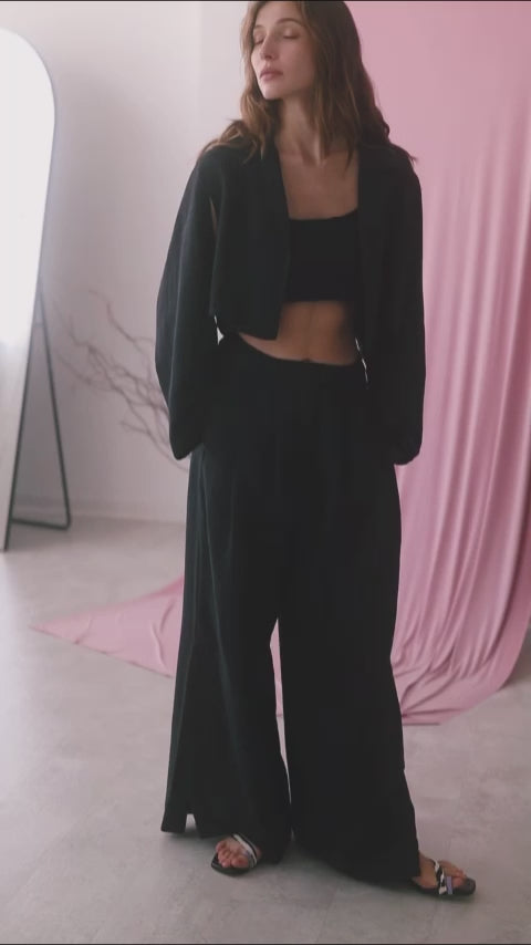 BLACK CROP JACKET | COSSAC