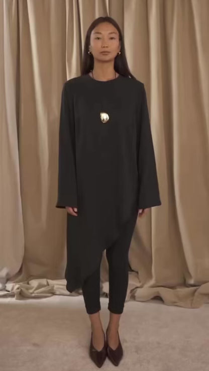 Black Lyocell Asymmetric Tunic